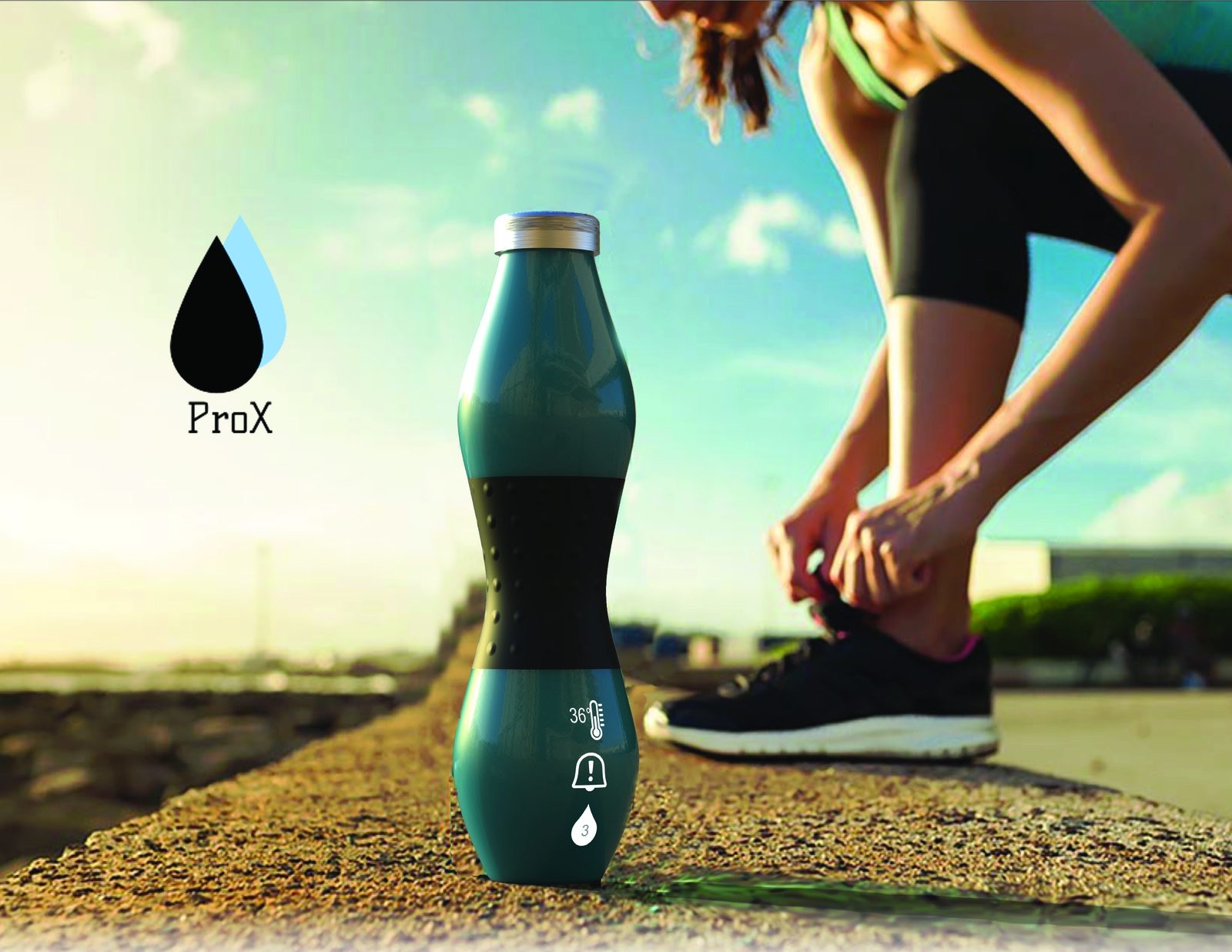 ProX smart water bottle — product concept render